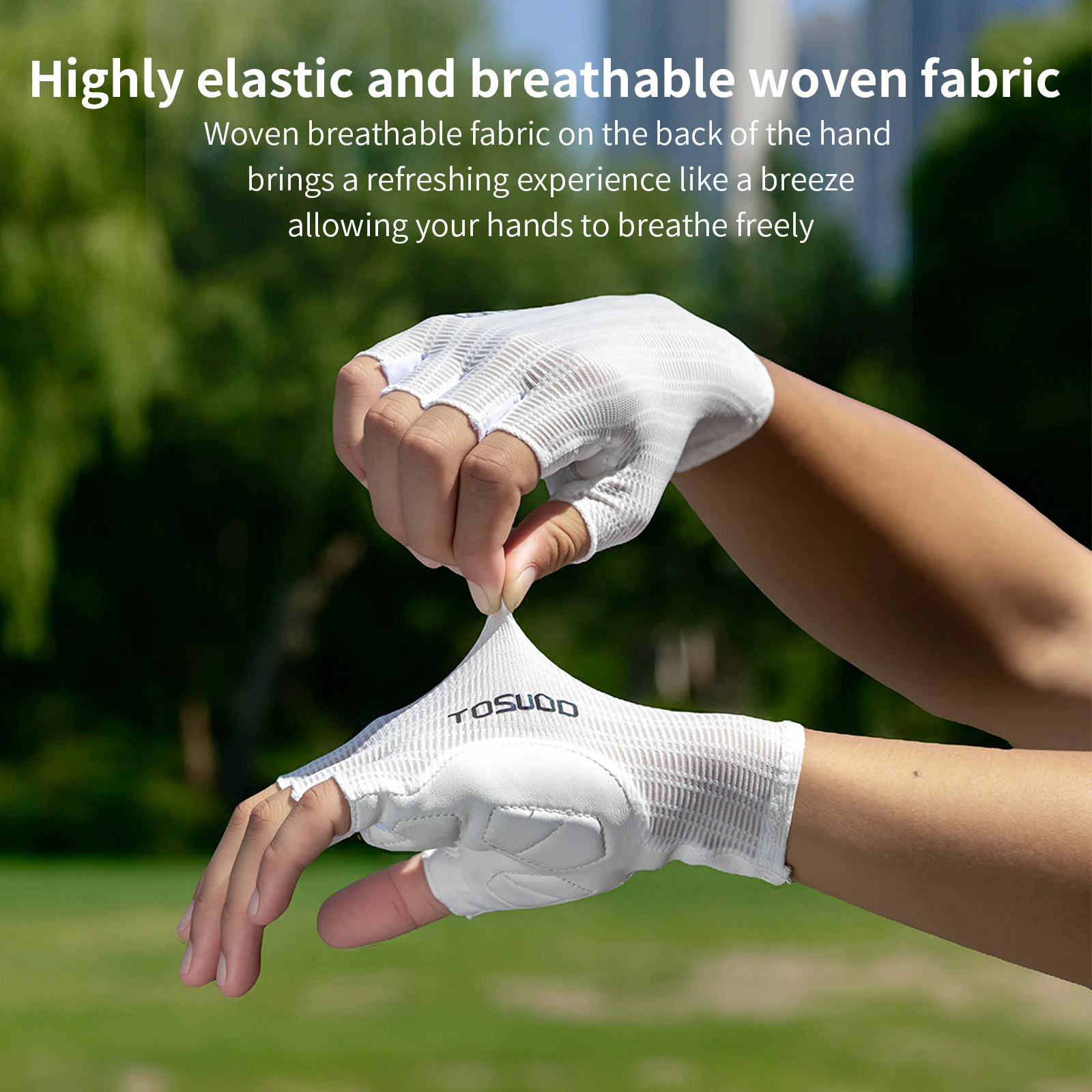 TOSUOD Fahrradhandschuhe aus Schafsleder Halbfinger Sommer Rennrad und Mountainbike Kurzfinger-Handschuhe Atmungsaktiv – Detail 9