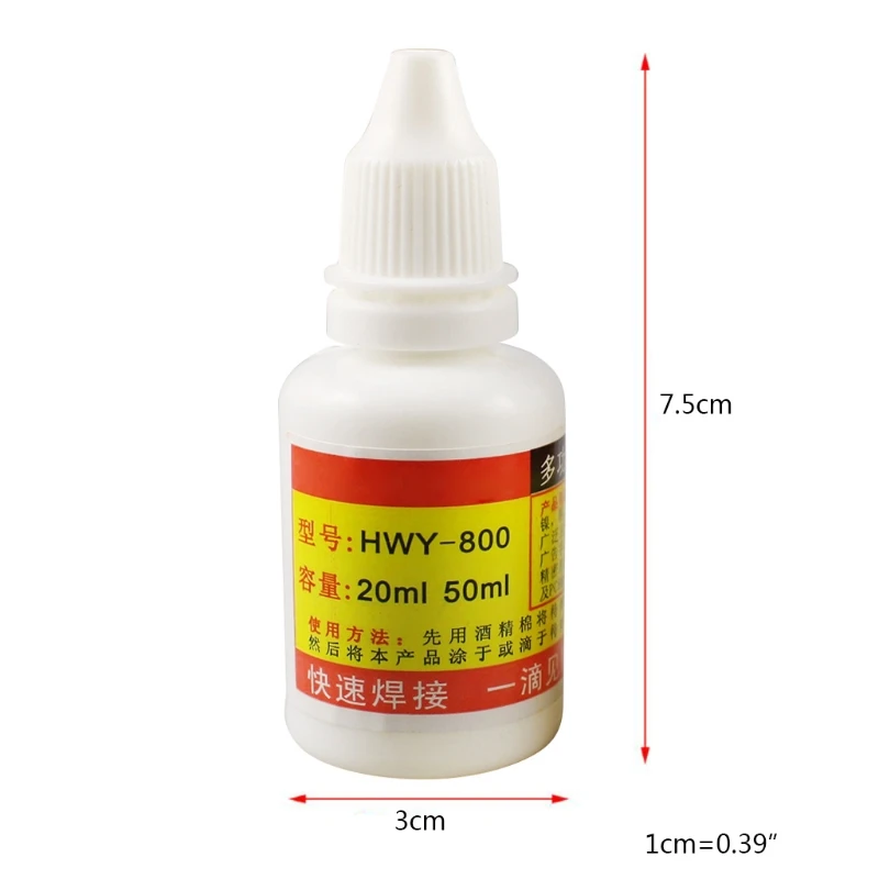 Air Solder Cair Fluks Cair Tahan Karat untuk Lembaran Galvanis Tahan Karat/Tembaga/Besi 20Ml