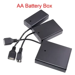 AA Battery Holder AA Battery Box AA Battery Case With Cover With Switch With USB Power Port DIY 2/3/4/6/8 Slot