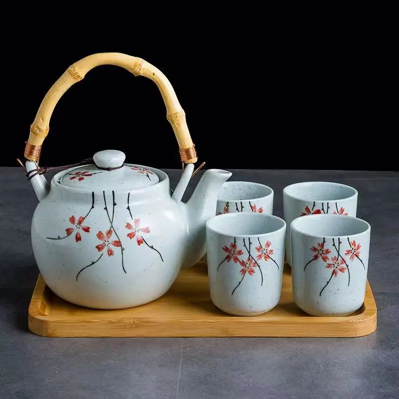 Yamada Japanese-style Hand-painted Under-glaze Coloured Teapot Set with Pot and Cups Tea Set  Thanksgiving