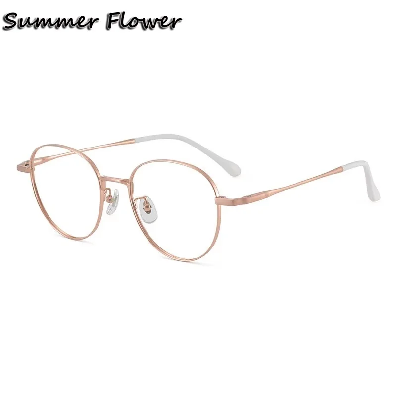 

Prescription Glasses Women Optical Round Eyewear Titanium Alloy IP Plating for Recipe Eyeglasses Frames Men Spectacles