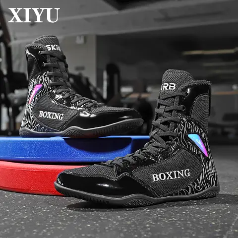Profesjonalne buty zapaśnicze XIYU dla mężczyzn, lekkie buty bokserskie z wysoką cholewką, zaprojektowane specjalnie do treningu bokserskiego i walki.
