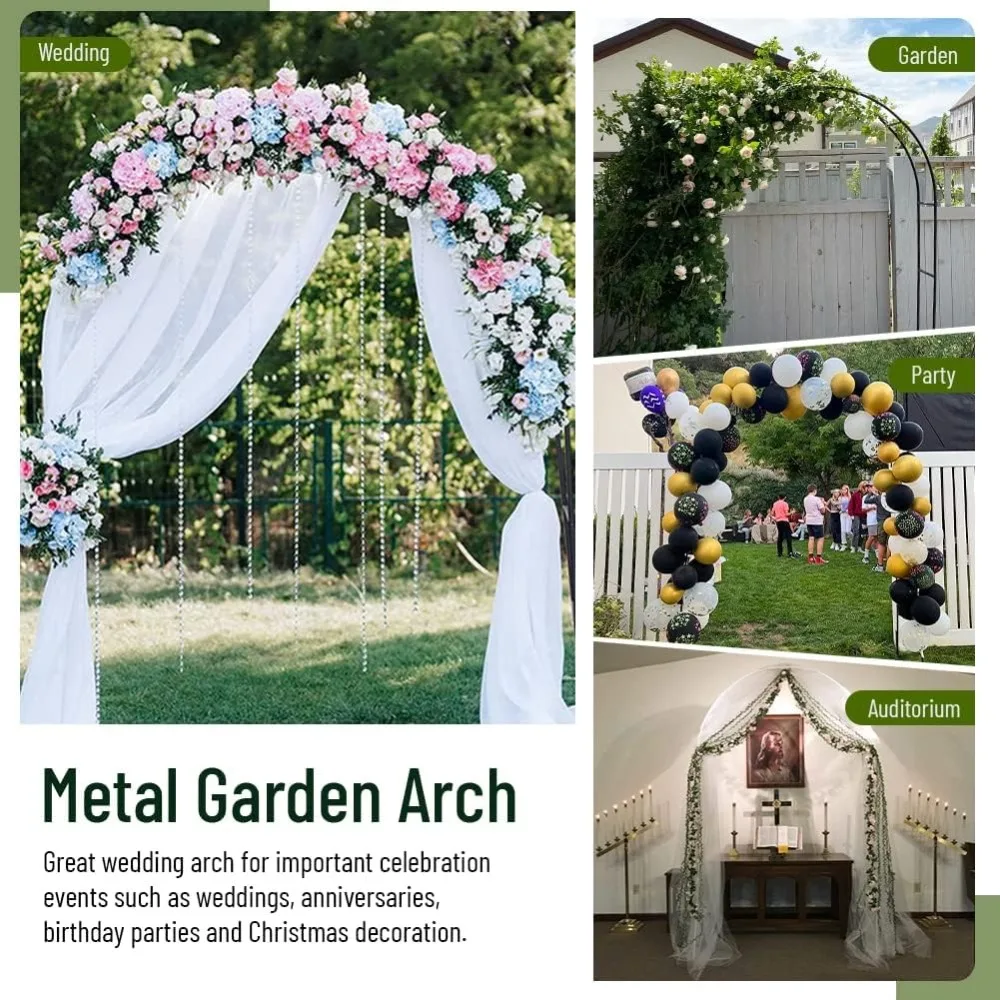 

2PCS 7.9Ft Metal Garden Arch Army Green Garden Arbor for Various Climbing Plant Roses Vines Bridal Party Decoration