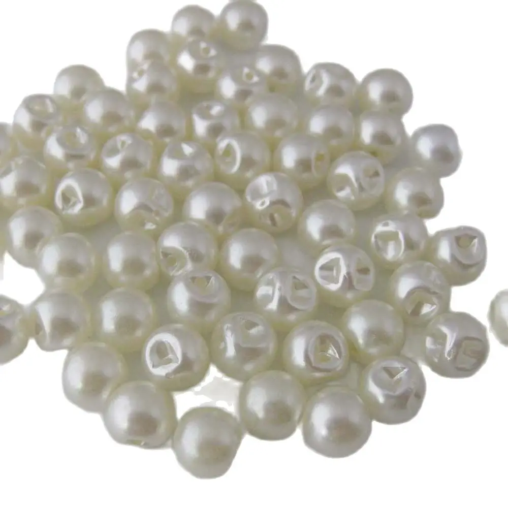 200Pcs Side Hole Cream Color Plastic Pearl Buttons For Garment 6mm/8mm/10mm/12mm DIY Sewing Accessories