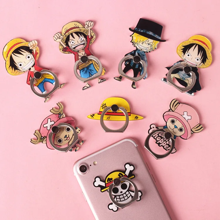 Anime One-piece Mobile Phone Holder Anime Figure Luffy Foldable Finger Ring Holder for Phone Creative Pasting Bracket