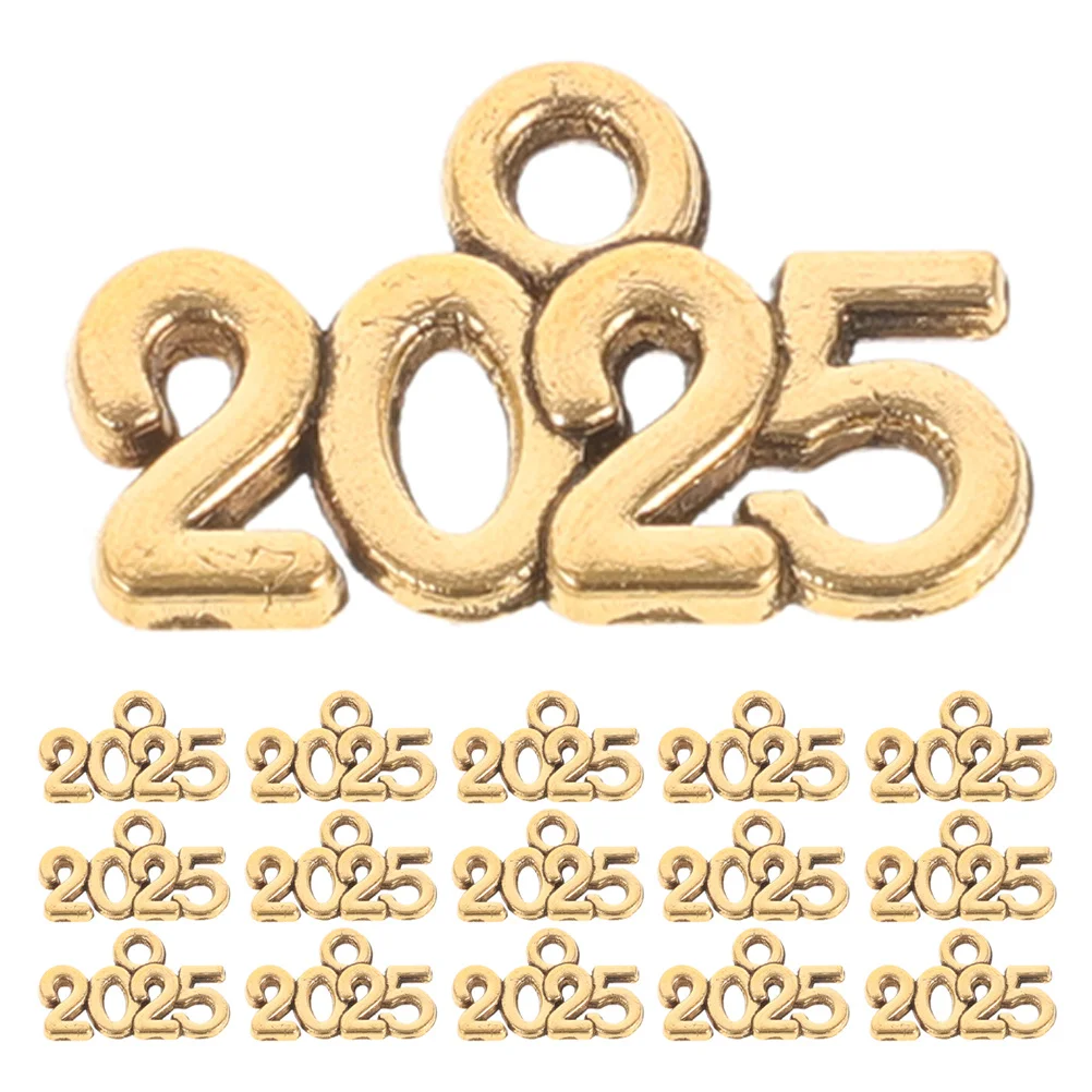 

50 шт., подвески в виде цифр из сплава, 2025 подвесок, принадлежности для изготовления ювелирных изделий своими руками, очаровательные новогодние аксессуары, модные металлические подвески