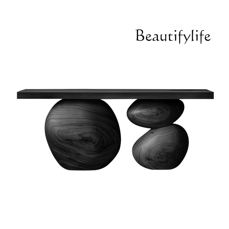 

Wabi Sandy Wind Solid Wood Entrance Table Artistic Sense Designer Creativity of End View Table