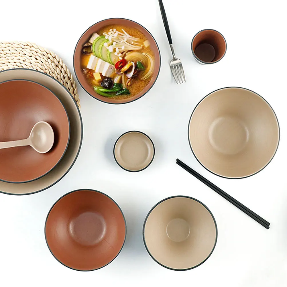 

1Pcs Japanese Style Melamine Soup Bowl Deep Salad Pasta Fruit Ramen Bowl Easy Clean for Home Restaurant Hotel Use