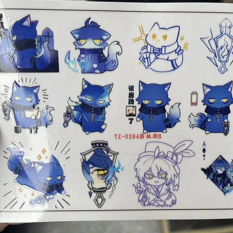 Anime Genshin Impact Flins Cartoons Waterproof DIY Decals 3D transfers UV DTF Crystal Stickers For Glasses Computer, water cup