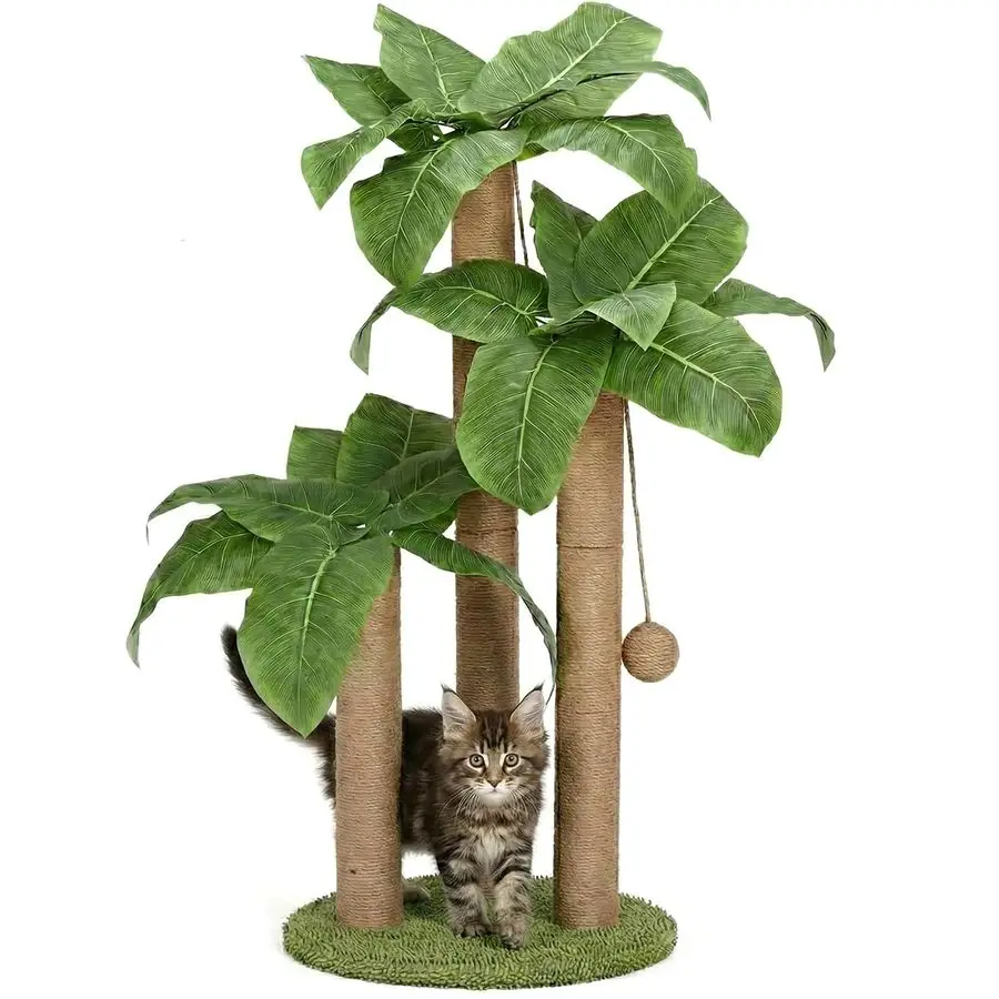 

Когтеточка для кошек, дерево-когтеточка с 3 столбиками для царапания и 2 интерактивными подвесными шариками, когтеточки для кошек для использования в помещении