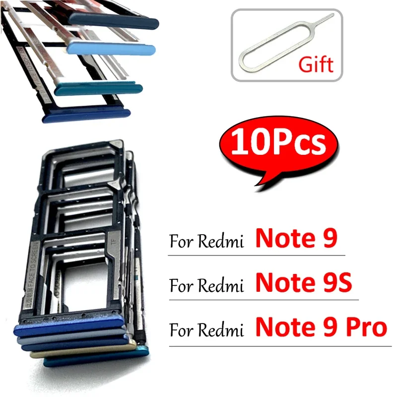 

10Pcs， SIM Card chip slot drawe Card Tray Holder Adapter Repair Parts For Redmi Note 9 / Note 9S 9 Pro Dual Card