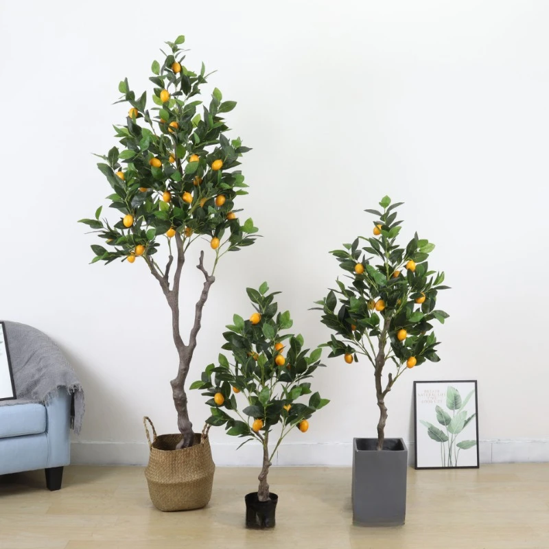 Simulated Green Plant Indoor Lemon Fake Tree Nordic Ins Living Room Floor-to-ceiling Orange Potted Plant Ornament Decorative Fak