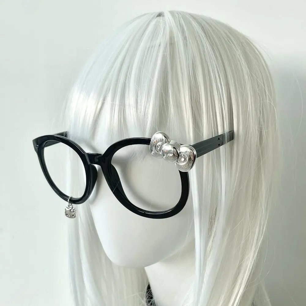 Y2k Hello Kitty Black Kawaii Bow Large Frame Glasses Girl Boy Retro Eyeglasses Frames Photo Props Christmas Jewelry Accessories