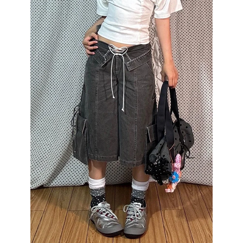 

Baggy Calf Length Cargo Jeans Women Harajuku Y2k Boyfriend Denim Trousers Japanese 2000s Oversize Jean Pants Vintage Clothes