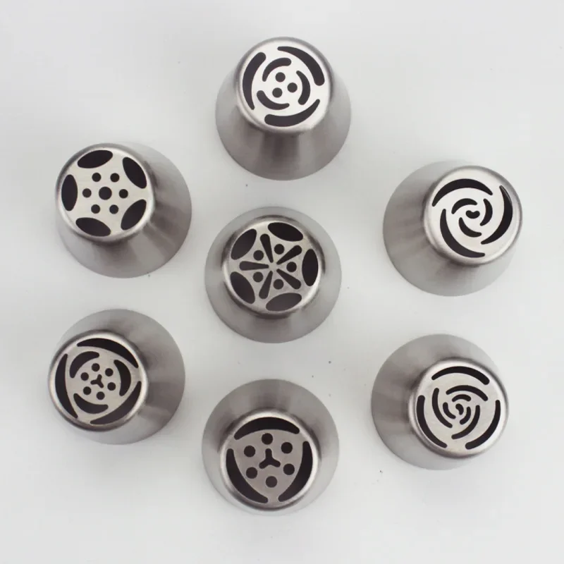 7pcs/lot Stainless Steel Russian Tulip Icing Piping Nozzle Cake Decoration Cream Tips DIY Cake Bakeware Tool Rose Flower LB 373