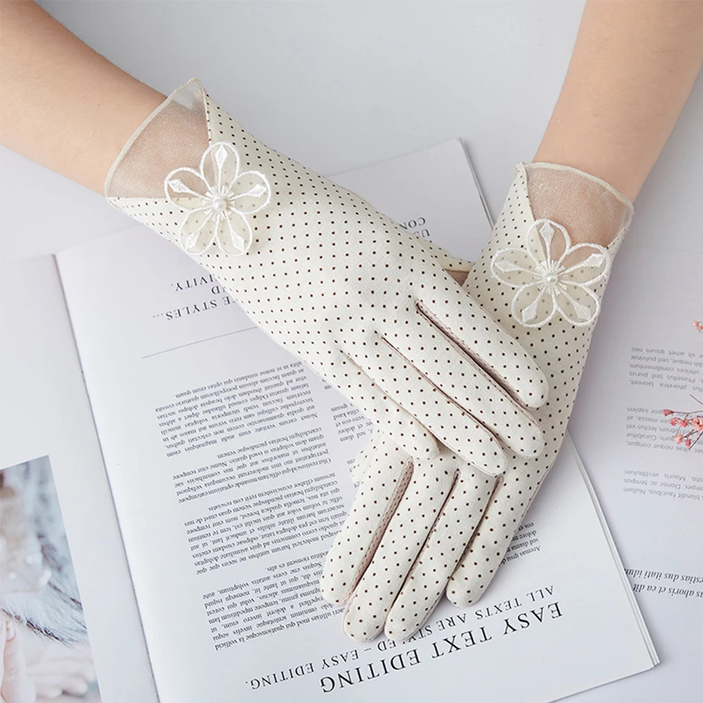 أزياء المرأة المضادة للأشعة فوق البنفسجية الحرير الجليد القطن عدم الانزلاق القفازات قفازات واقية من الشمس شاشة تعمل باللمس قفازات القيادة #3