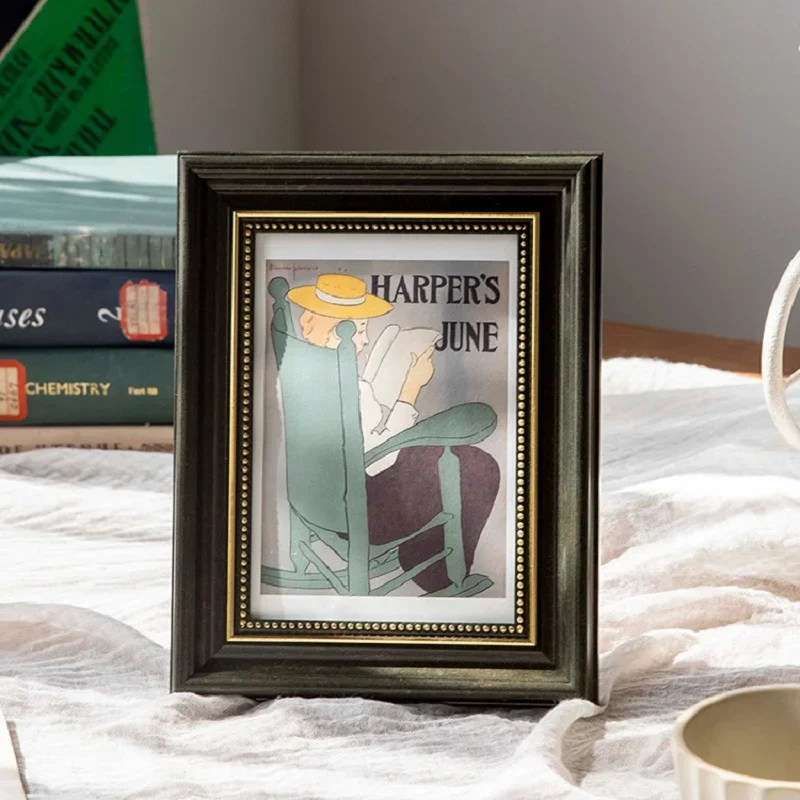 Vintage American Style Photo Frame Retro Stand Display Frame for 6-inch & 8-inch Photos, Decorative Picture Frame Home Decor