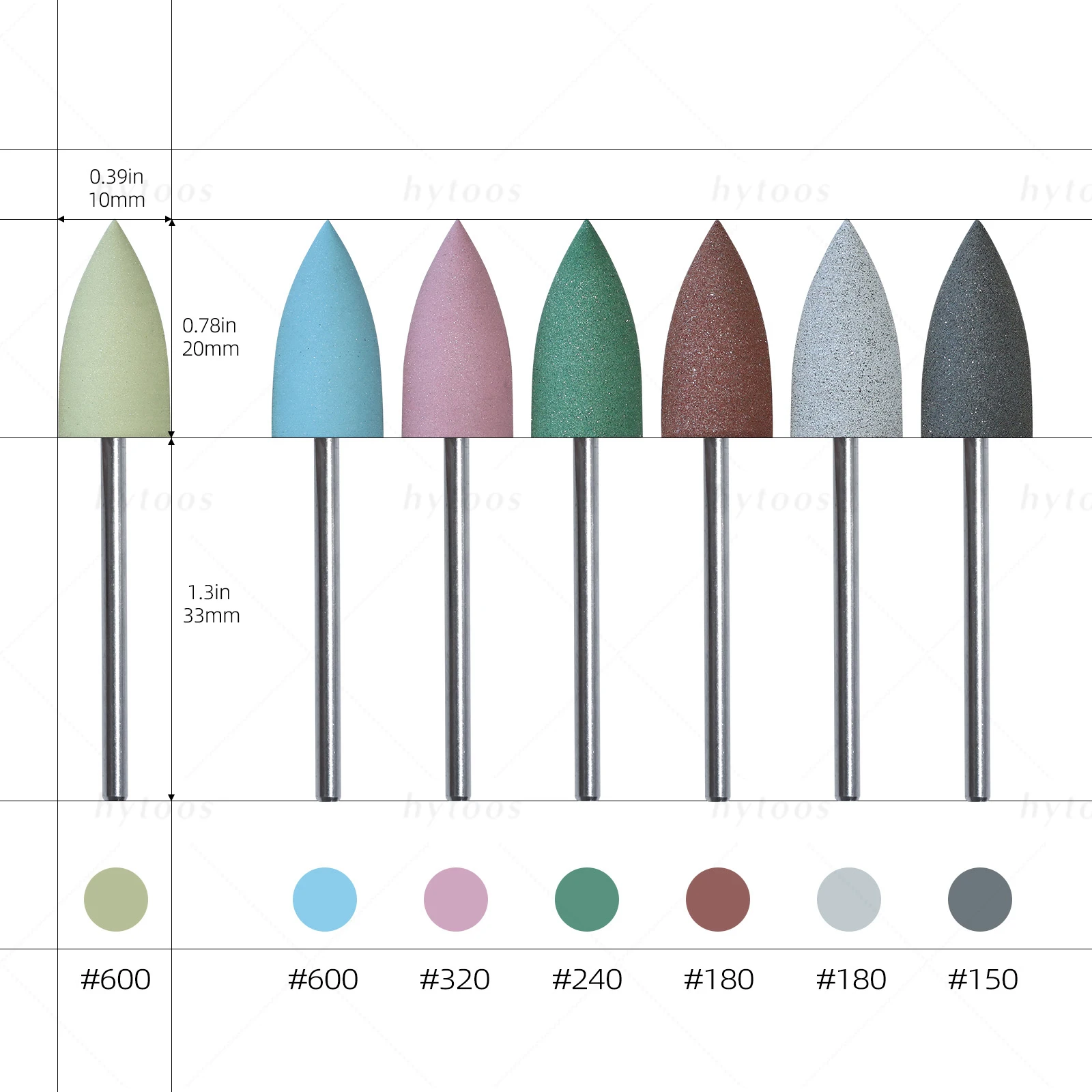 HYTOOS 10*20 مللي متر مخروط سيليكون مسمار لقمة ثقب 3/32 "الباديكير تلميع بت لمسمار الحفر مانيكير والعناية بالقدم أداة العلاج المسبق