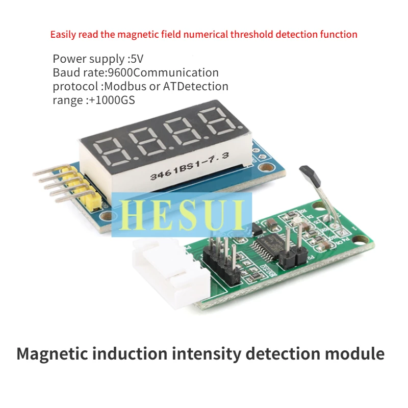 Hall sensor module Digital display magnetic field induction intensity detection  bare board Modbus/AT protocol