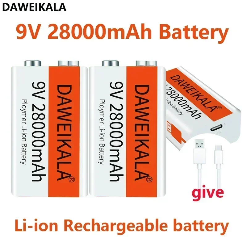 2024 9V 28000mAh li-ion Rechargeable battery Micro USB Batteries9V lithium for Multimeter Microphone Toy Remote Control KTV use