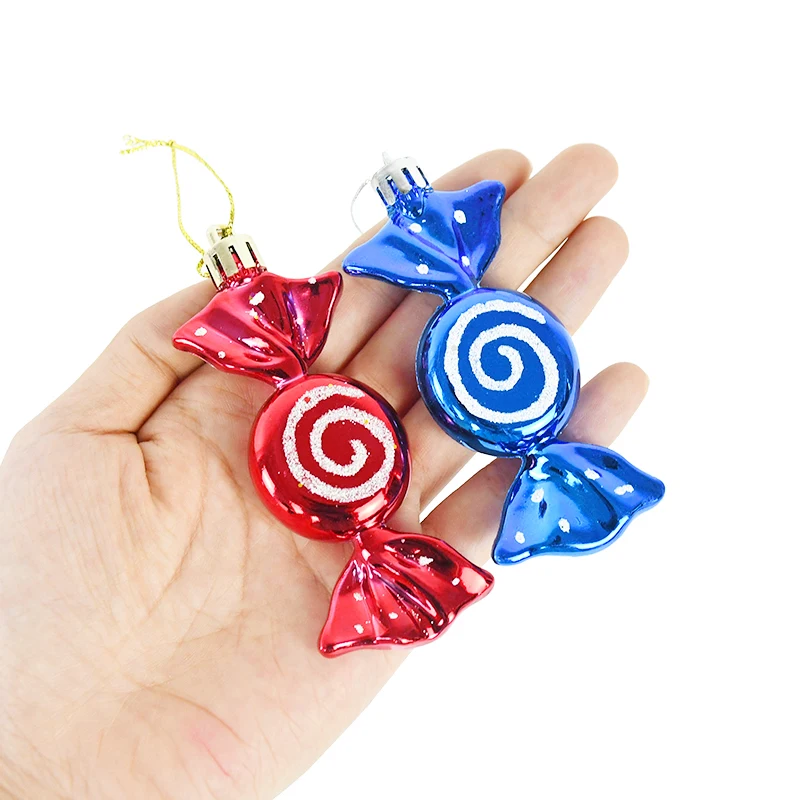 6Pcs/Box Christmas Candy Hanging Ornament Candy-shaped Christmas Ball Pendant Xmas Tree Decor Navidad New Year 2025