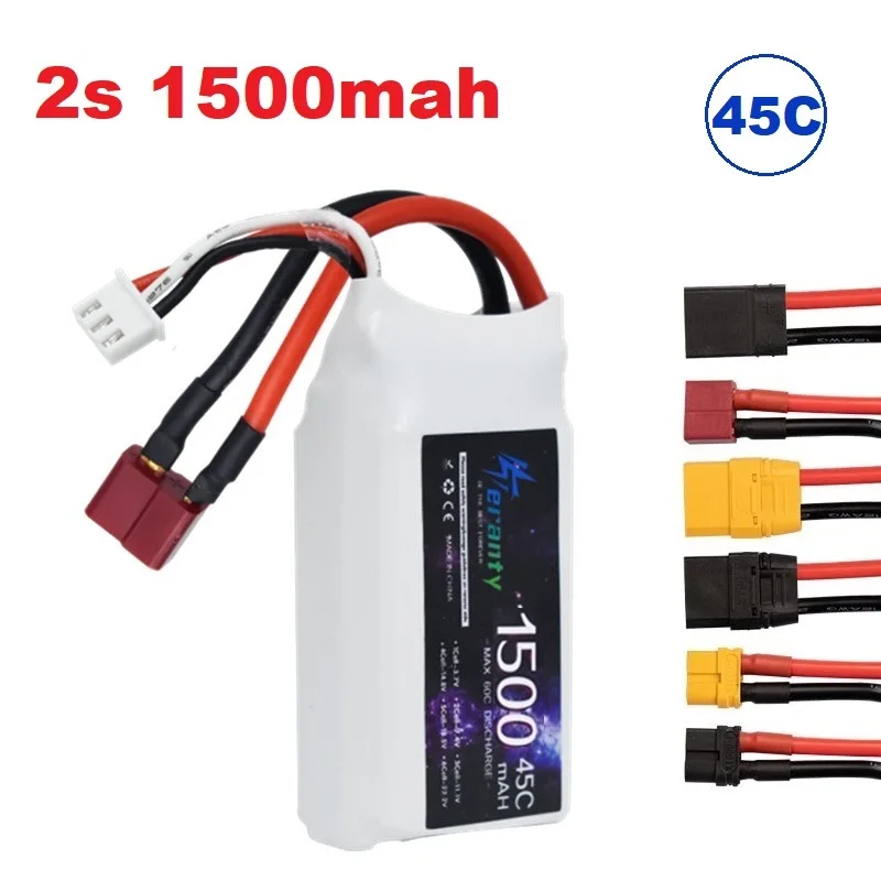 Batteria LiPo 2S 2S 7.4V 1500mAh 45C RC Giocattoli Batterie ricaricabili per RC Elicottero Aereo Auto Barca Quadrotor Drone