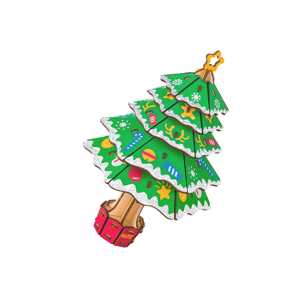 

Christmas Tree 3D Puzzle Wooden Colorful Early Education Jigsaw for Kids Cognitive Development Gift 3D Puzzle DIY Toy for Kids