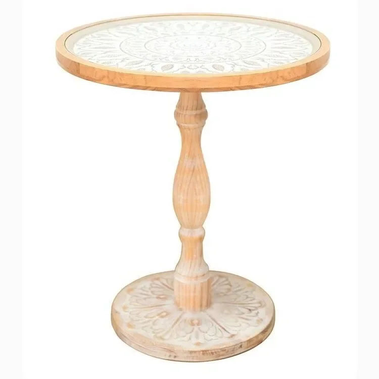 French retro old small round table coffee table medieval corner few leisure Internet celebrity bed and breakfast balcony