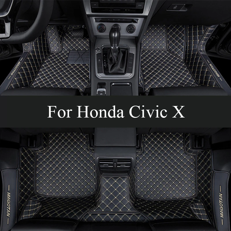 

Car Floor Mats For Honda Civic X 10 FC FK 2016~2021 Rugs Leather Floor Mat Carpets Interior Parts Waterproof Pad Car trunk mat