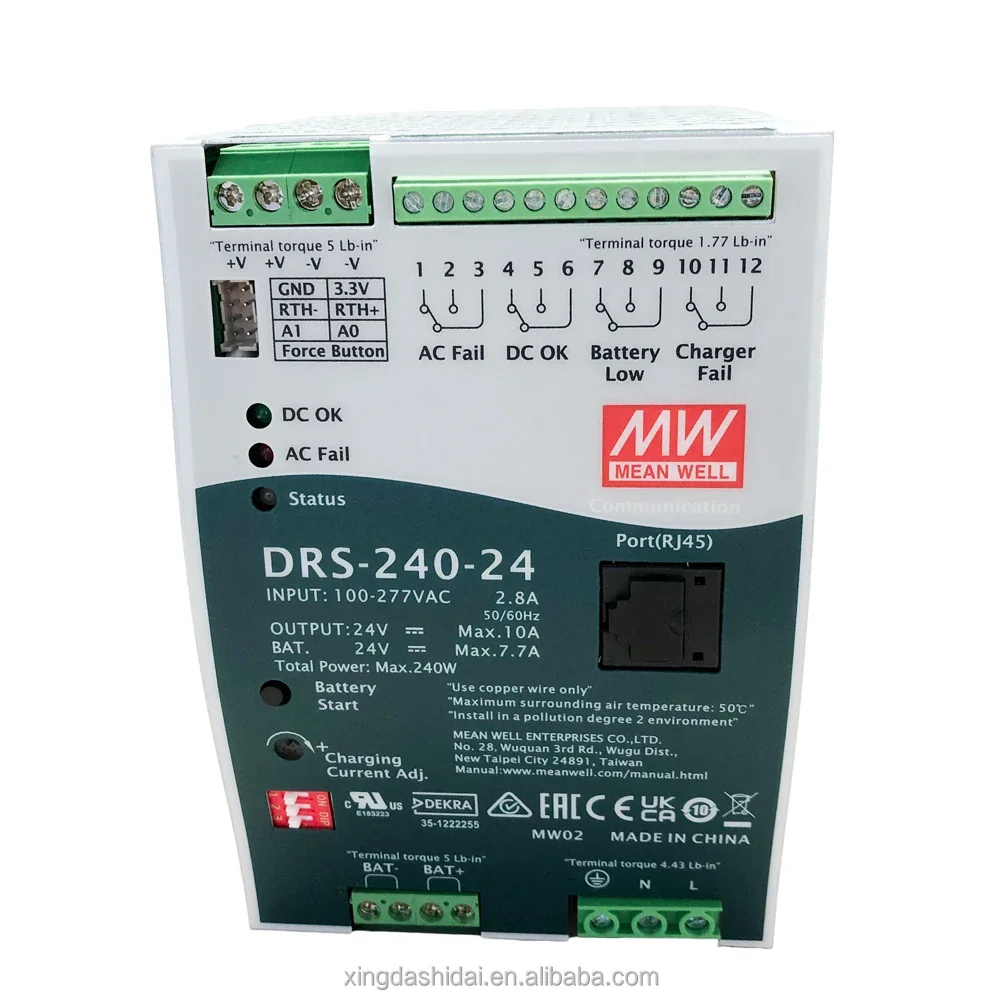 

Factory Price SMPS Mean Well DRS-240-24 240W 24V 7.7A AC-DC Din Rail All-In-One ligent Security Power supply