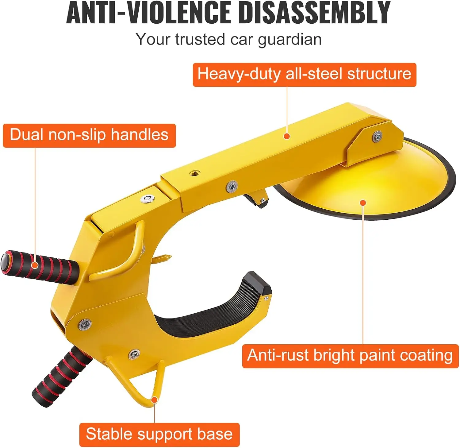 Heavy-Duty Adjustable Tire Lock, 2-Pack Anti-Theft Wheel Clamp for Trailers, Cars, Trucks, SUVs