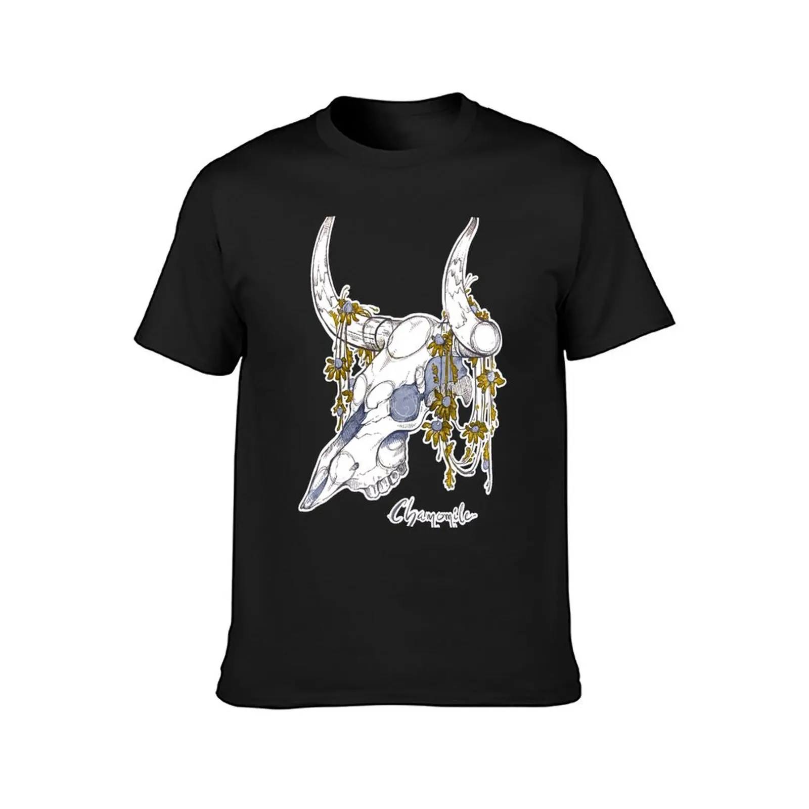 MorbidiTea - Chamomile with Bison Skull T-Shirt blanks tops mens t shirt graphic