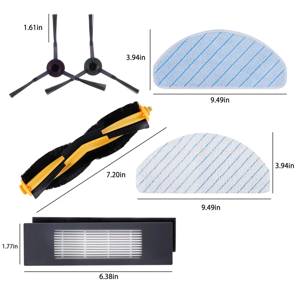 Replacement Parts Main Brush Side Brushes HEPA Filter Compatible for Ecovacs T9 T9Pro T9AIVI Vacuum Cleaner Accessories