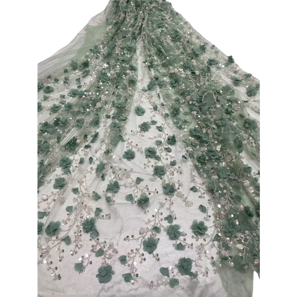 

Luxury African Sequins Beaded Lace Fabric SYJ-1407065 High Quality Nigerian Wedding Bridal Embroidery French Tulle Sewing