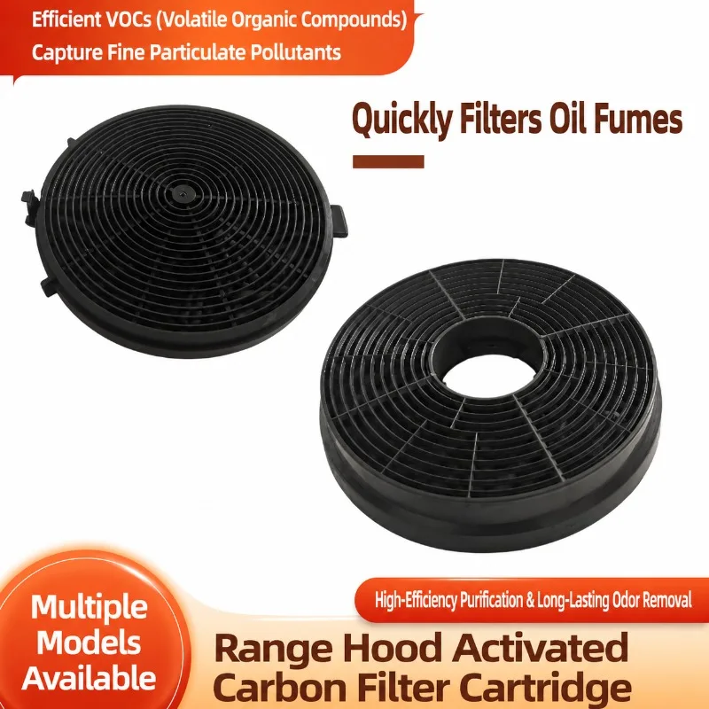 Activated‑Carbon Cooker‑Hood Filter Household Kitchen Range‑Hood Replacement Accessory Black Round Granular‑Carbon Cartridge