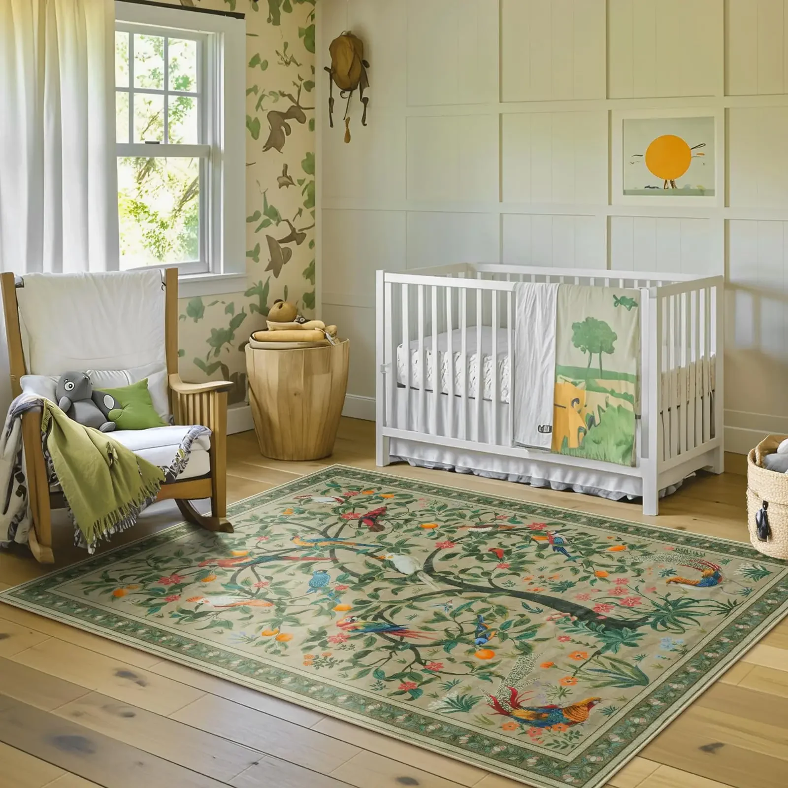 

Boho-style Floral Bird Designs Carpet Living Room Decor Sofa Rug Bedroom Bedside Soft Rug Kitchen Dining Area Floor Mat Washable