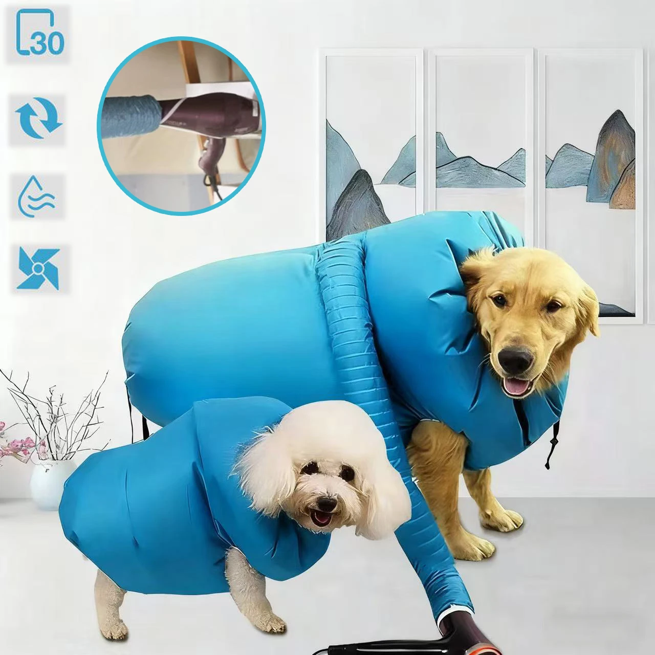 

Pet Dogs Drying Bags Dryer Hair Blow Fast Portable Foldable Grooming Bag Household Pet Hair Bag Efficient Dry Tool Kit