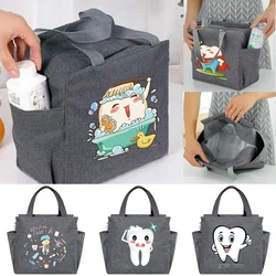 Insulated Lunch Bags Multifunction Dinner Box Cooler Bag Portable Picnic Large Capacity New Teeth Series Print Thermal Food Pack