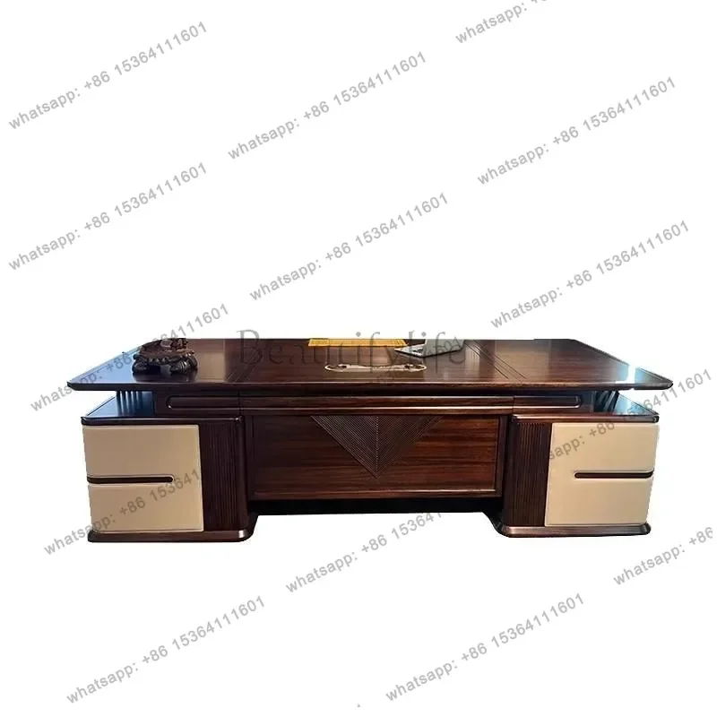 YJ Strong Storage Executive Office Desk White Wooden Large Modern Computer Desks Drawers Luxury Mesa Ordenador Office Furniture