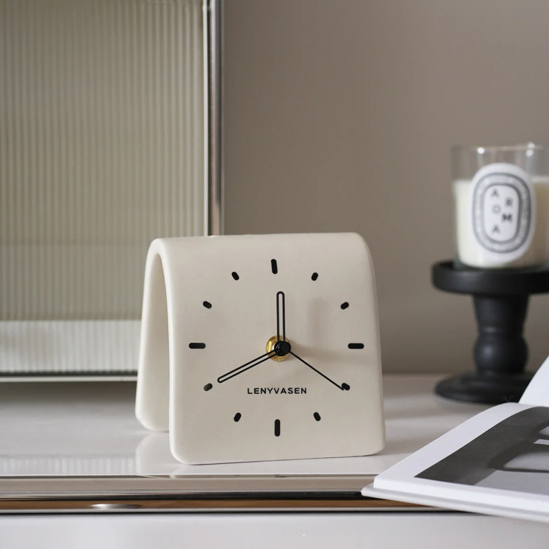 

Creative Countertop Ceramic Clock Minimalist Home Decor Living Room Bedside Silent Desk Clock