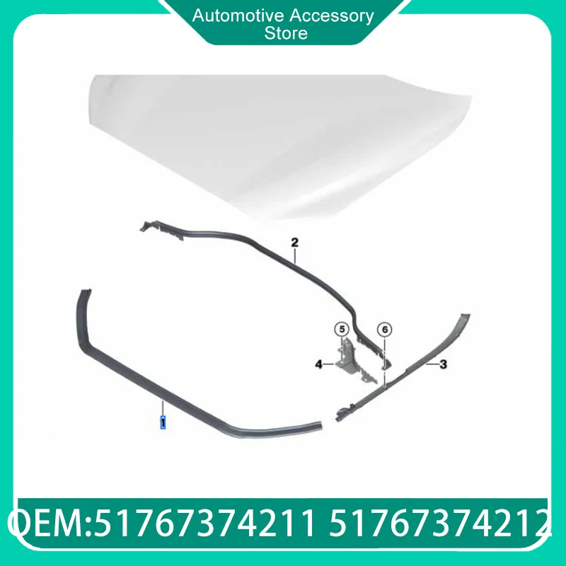 

51767374211 51767374212 Front or Rear Front Hatch Cover Seal Strip for BMW Series 1 F52 2015-10-2018-12