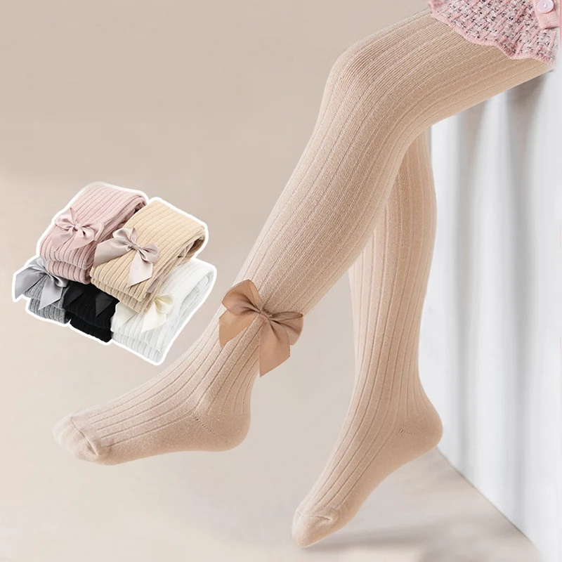 

Children Pantyhose Cotton Bow Knitted Warm Casual High Elastic Girls Tights Cute Fashion Kids Toddler Baby Girl One-piece Socks