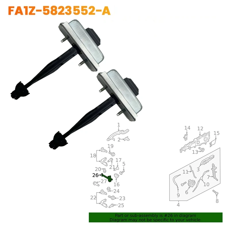 2PCS Front Door Hinged Check Strap Limit Rod Stop FA1Z-5823552-A For Ford Lincoln MKX Nautilus 2016-2023 FA1Z5823552B