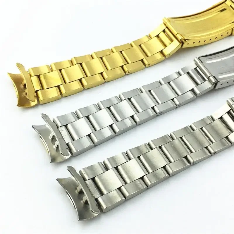 Stainless Steel Curved End Bracelet Vintage Watch Band Fits For Rolex Submariner 16610 for Water Ghost Steel Straps 20mm