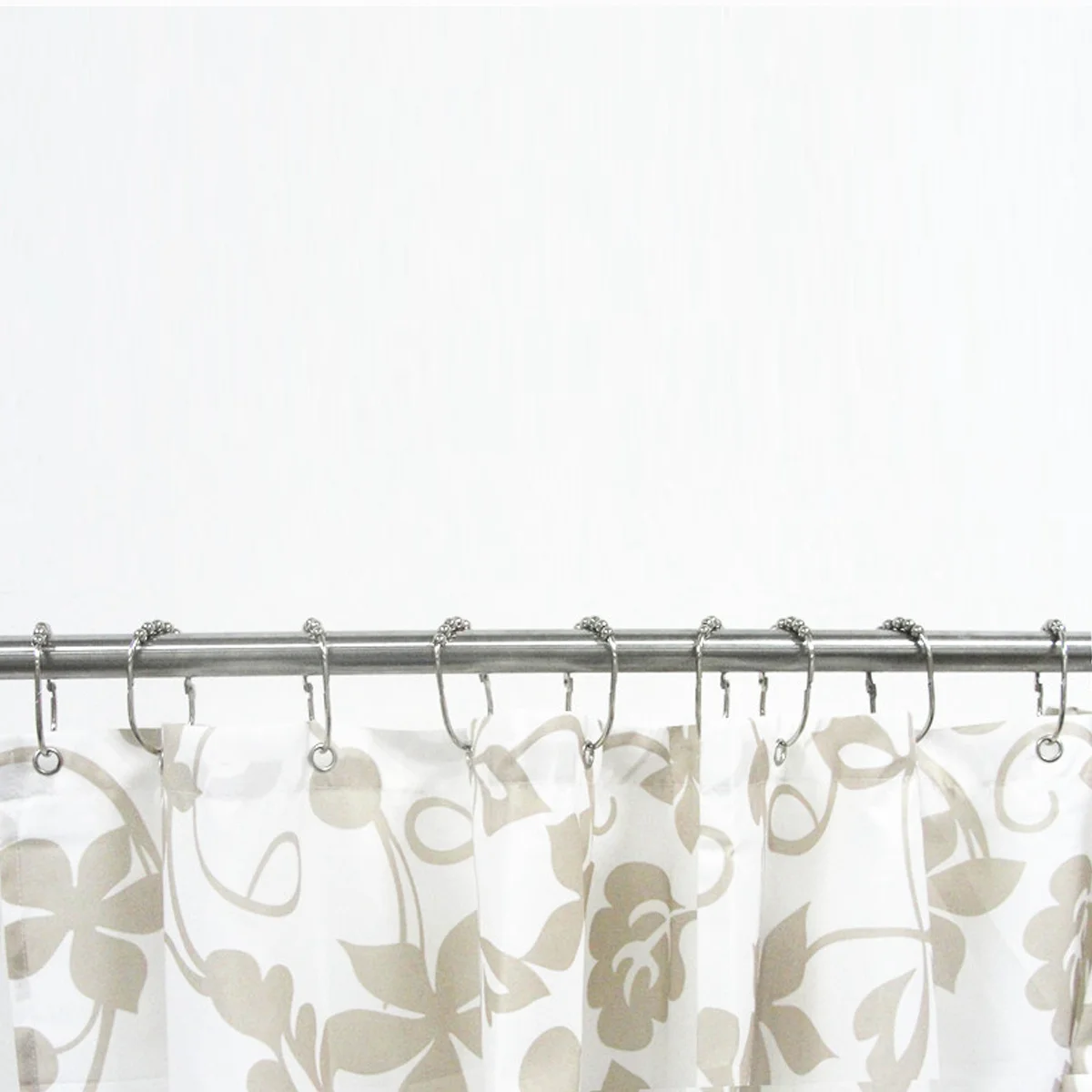 

12Pcs Shower Curtain Hooks 5 Roller Ball Design Stainless Steel Rustproof Wide Heavy Duty Rings Smooth Glide No Noise Bright