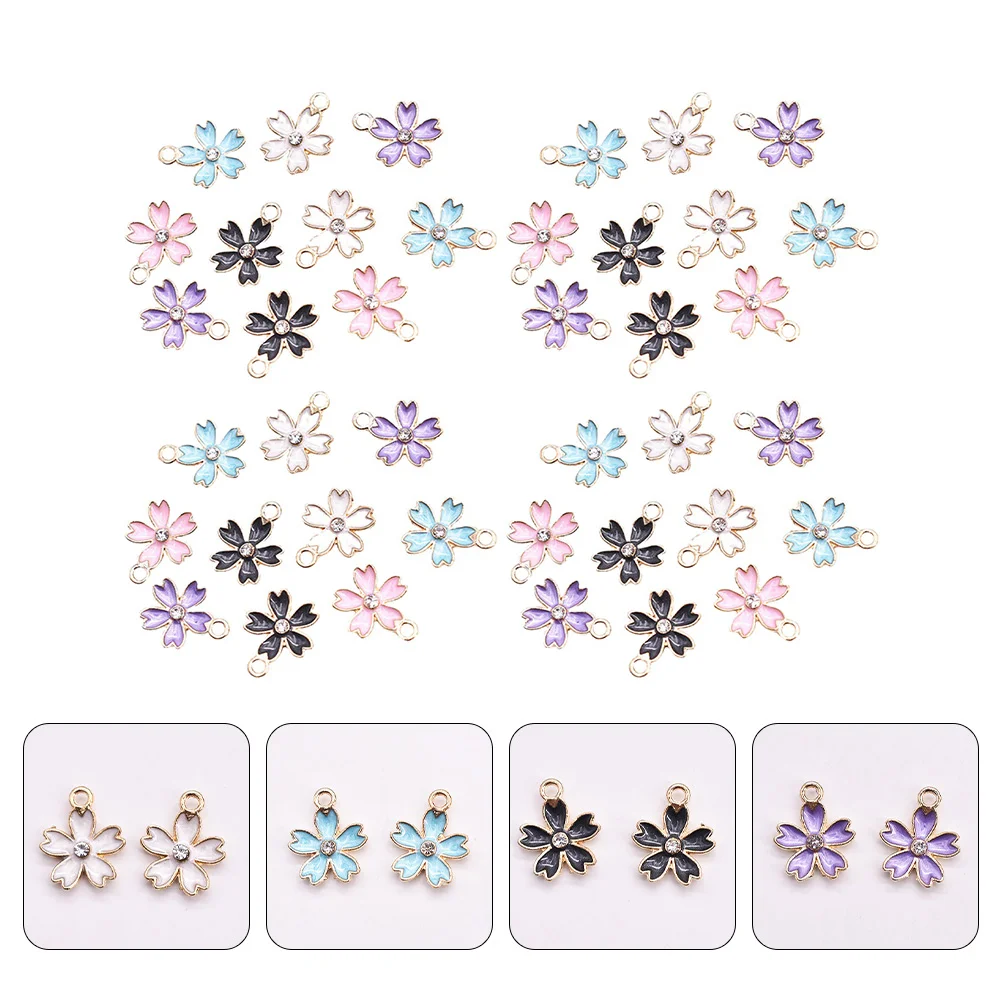 

100 Pcs Cherry Blossom Pendant Ear Studs Creative Hanging Jewelry Making Accessories Alloy Necklace Earrings Charms