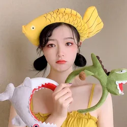 かわいい動物の漫画のヘッドバンド、サメと魚のヘアフープ、楽しい顔のウォッシュヘアバンドセット、女の子の髪の装飾、ヘアアクセサリーギフト