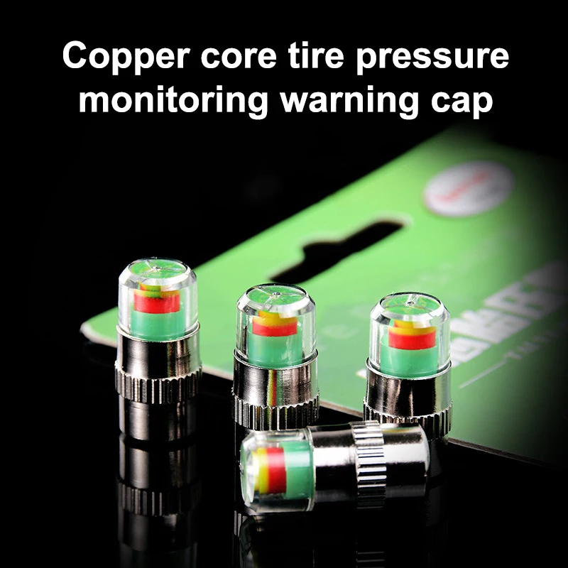 

4Pcs/Set Car Tire Pressure Indicator Gauge Alert Monitoring Valve Cap Sensor External Detection Monitoring Alert DIY Accessory