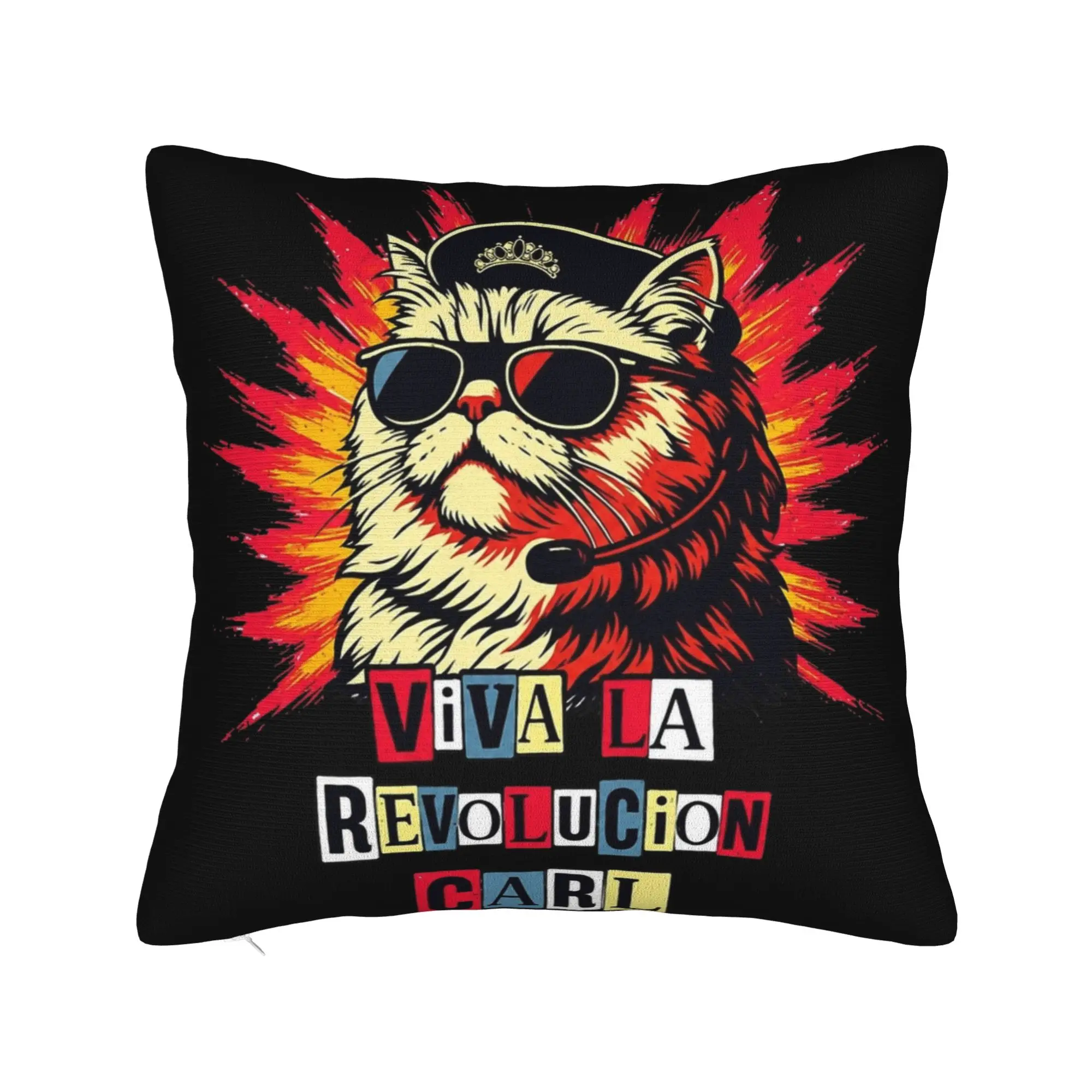 Decorative Pillow Cover Viva La Revolution Carl Cat Lover Product Chair  Pillow Case Cover Zipper Multi Size