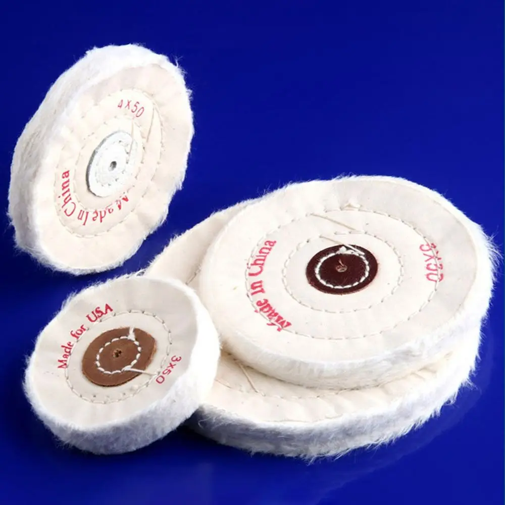 دائم 2-12in عجلات التلميع إطارات لامعة القطن قماش الوبر القماش الأبيض عجلة التلميع عجلة تلميع أدوات المجوهرات
